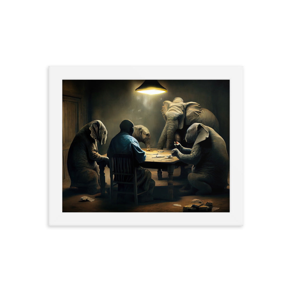 Elephants Playing Poker Framed Poster #1