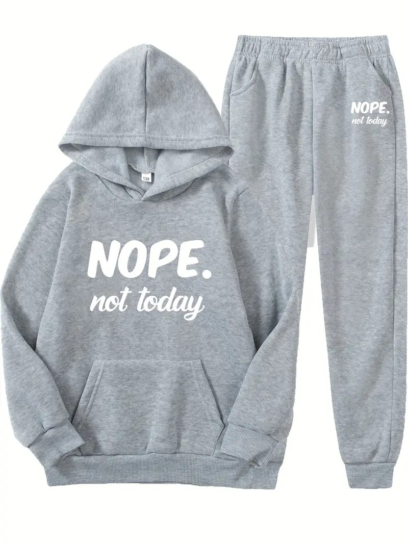 'Nope Not Today' Long-Sleeve Hoodie Sweatshirt & Pants Set