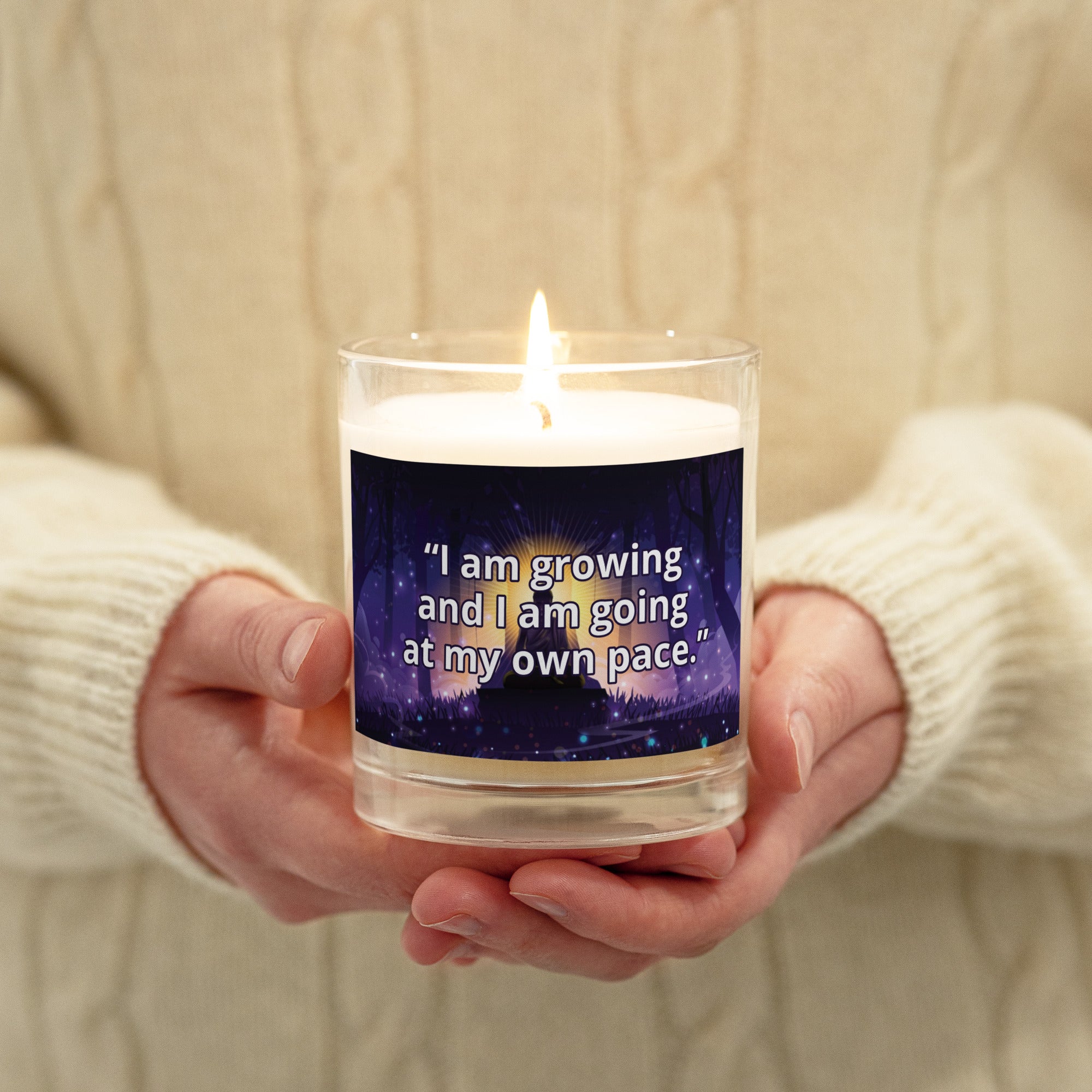 I Am Growing Affirmation Glass jar soy wax candle