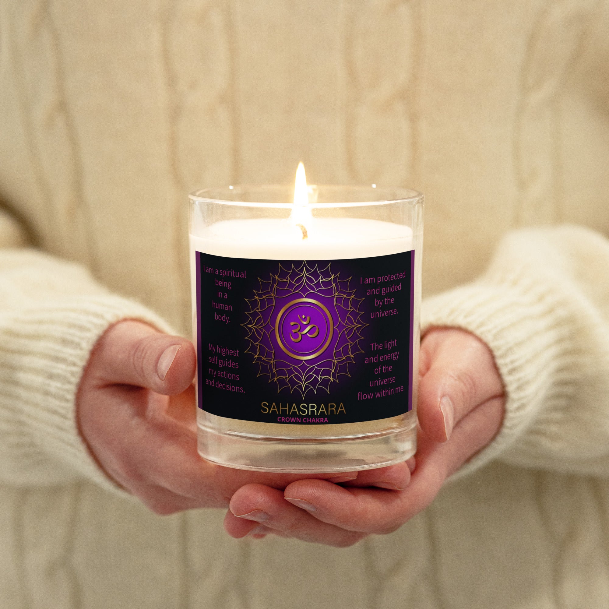 Crown Chakra Glass jar soy wax candle