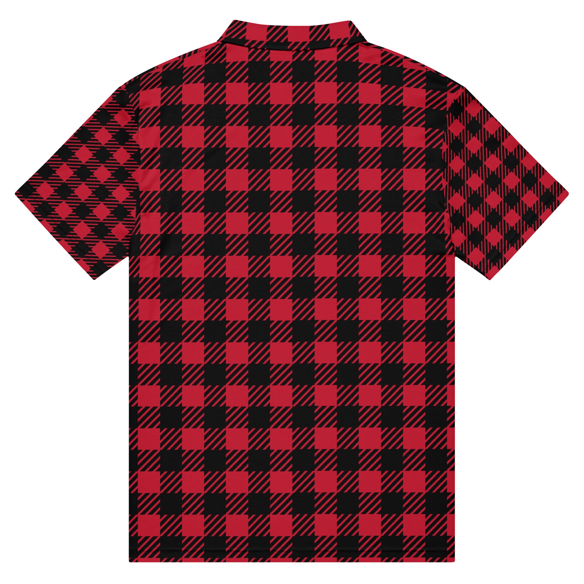 Black and Red Checker Print Men’s slim fit polo