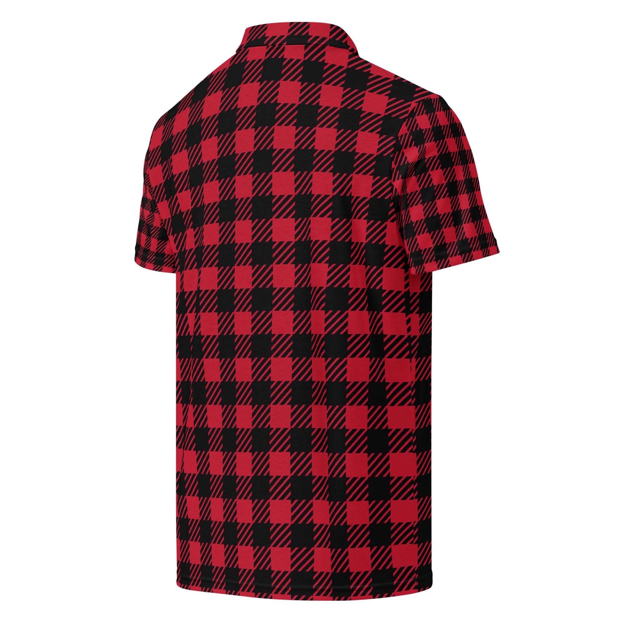 Black and Red Checker Print Men’s slim fit polo