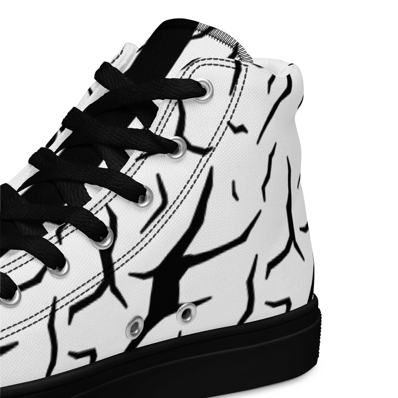 Black and White Cracked Print Men’s high top canvas shoes