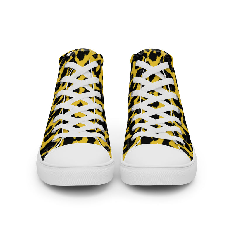 Men's Cheeta Print high top canvas shoes
