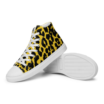 Men's Cheeta Print high top canvas shoes