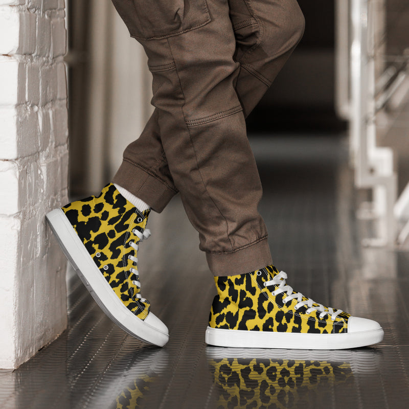 Men's Cheeta Print high top canvas shoes