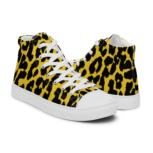 Men's Cheeta Print high top canvas shoes