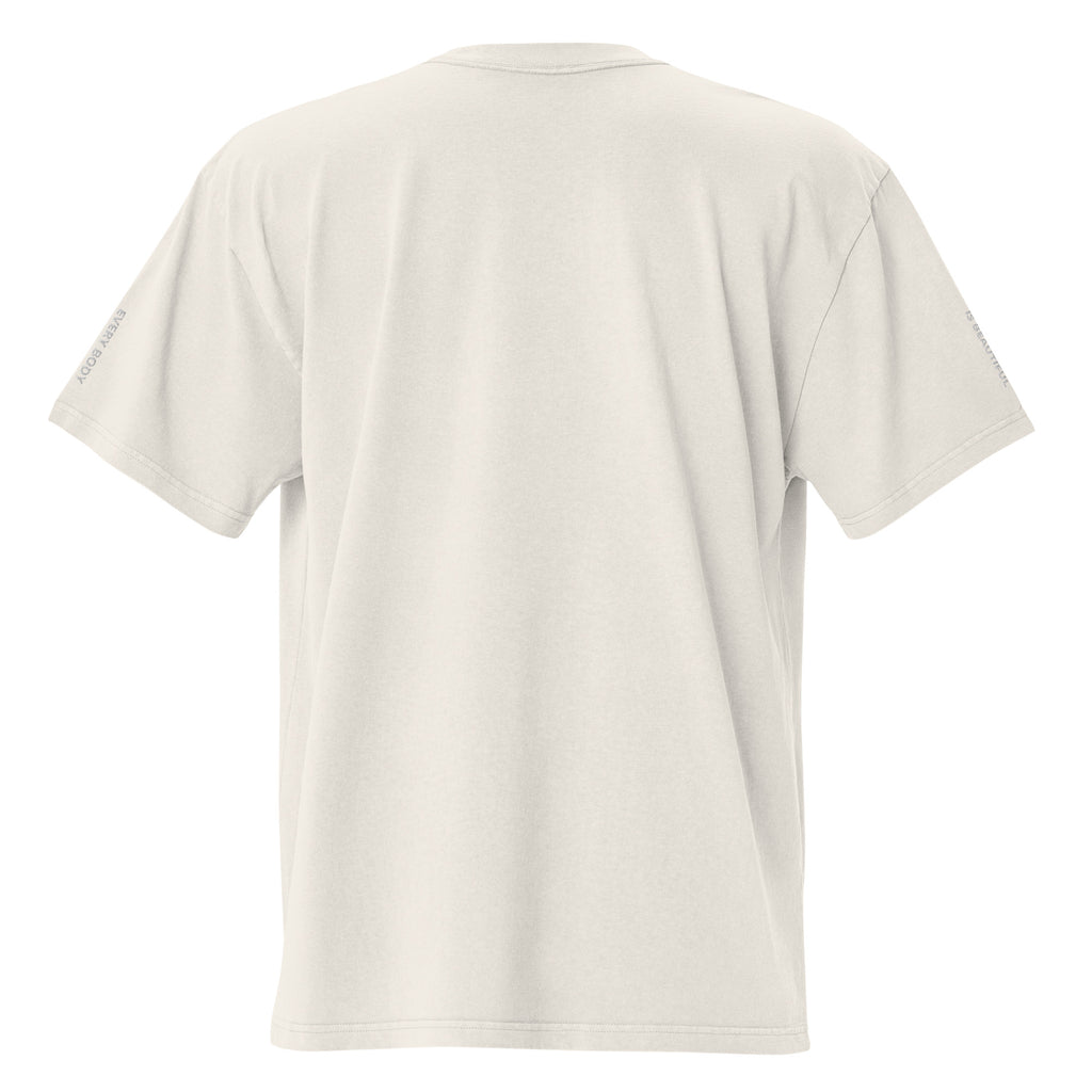Every Body is Beautiful Oversized faded t-shirt - Faded Bone