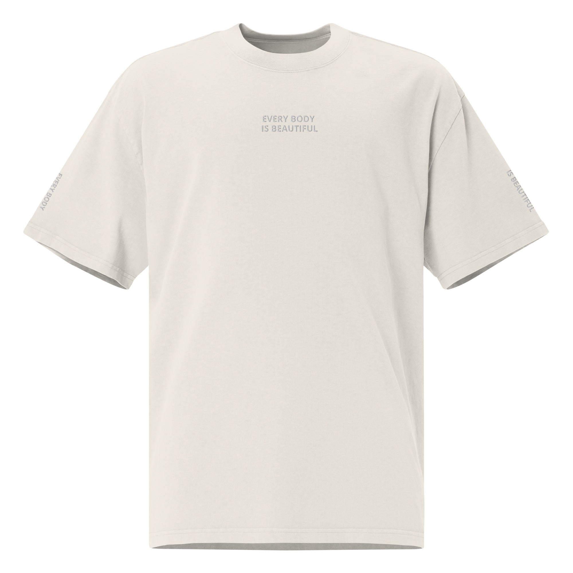 Every Body is Beautiful Oversized faded t-shirt - Faded Bone
