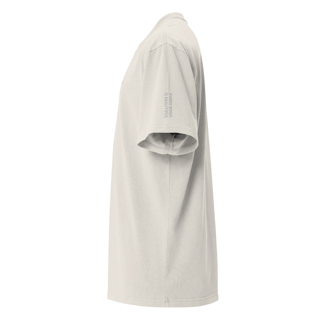 Every Body is Beautiful Oversized faded t-shirt - Faded Bone