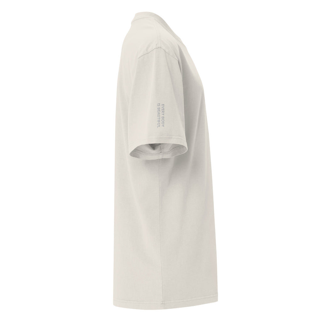Every Body is Beautiful Oversized faded t-shirt - Faded Bone