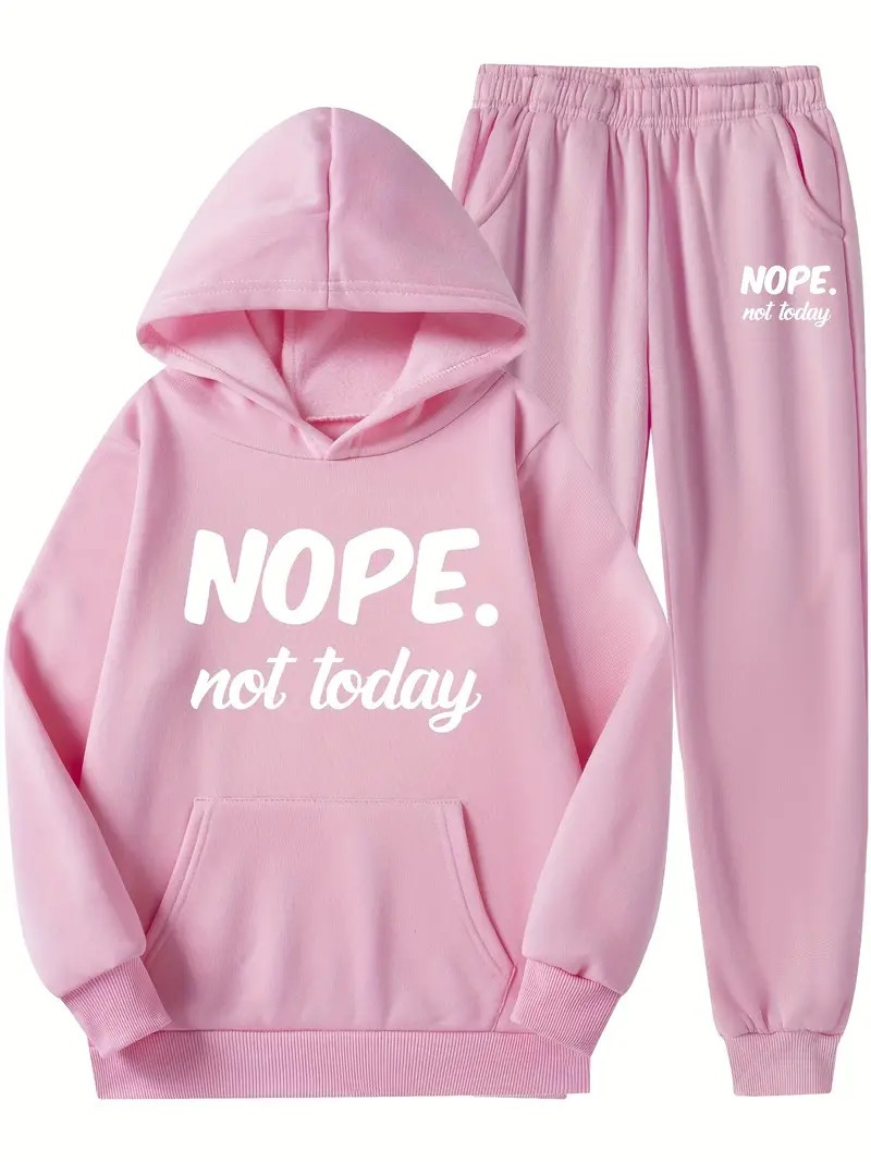 'Nope Not Today' Long-Sleeve Hoodie Sweatshirt & Pants Set