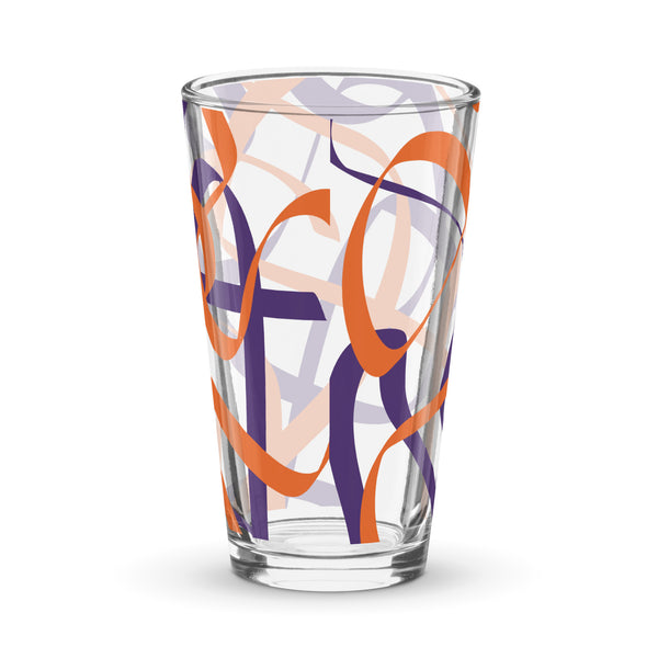 Orange and Purple Line Print Shaker pint glass