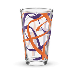 Orange and Purple Line Print Shaker pint glass