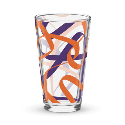 Orange and Purple Line Print Shaker pint glass