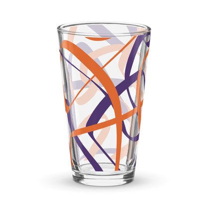 Orange and Purple Line Print Shaker pint glass