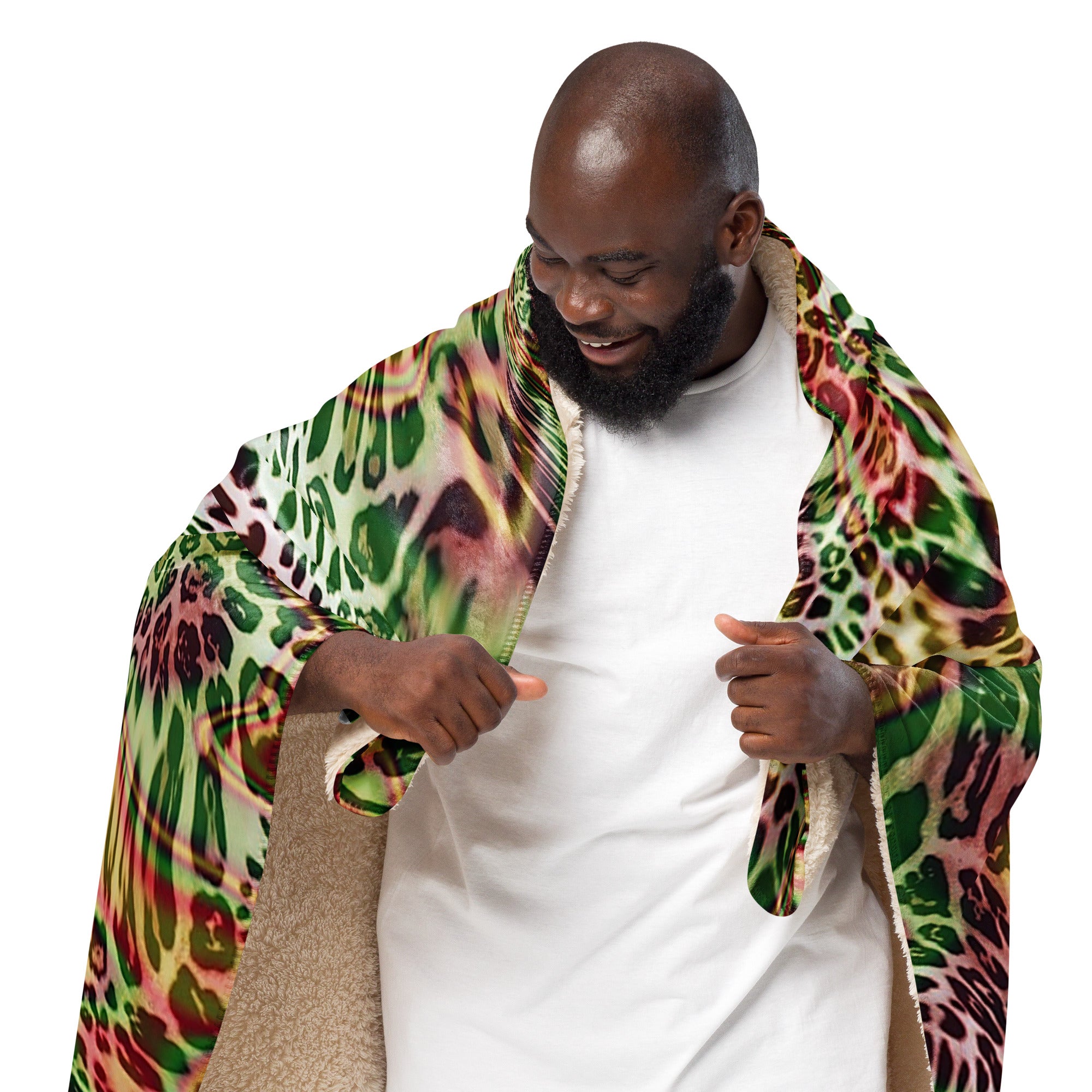 Green Animal Print Sherpa blanket