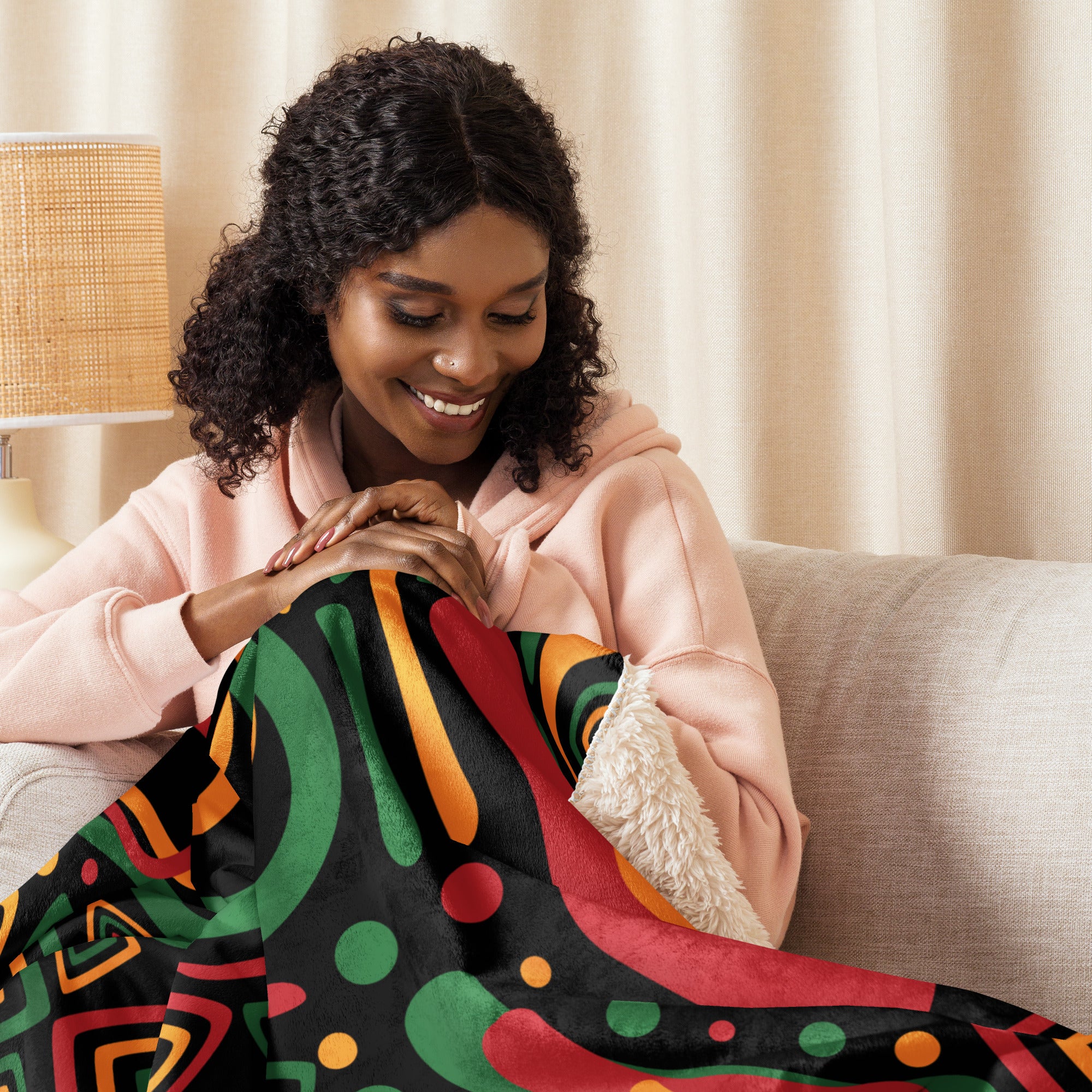 African Print Sherpa blanket