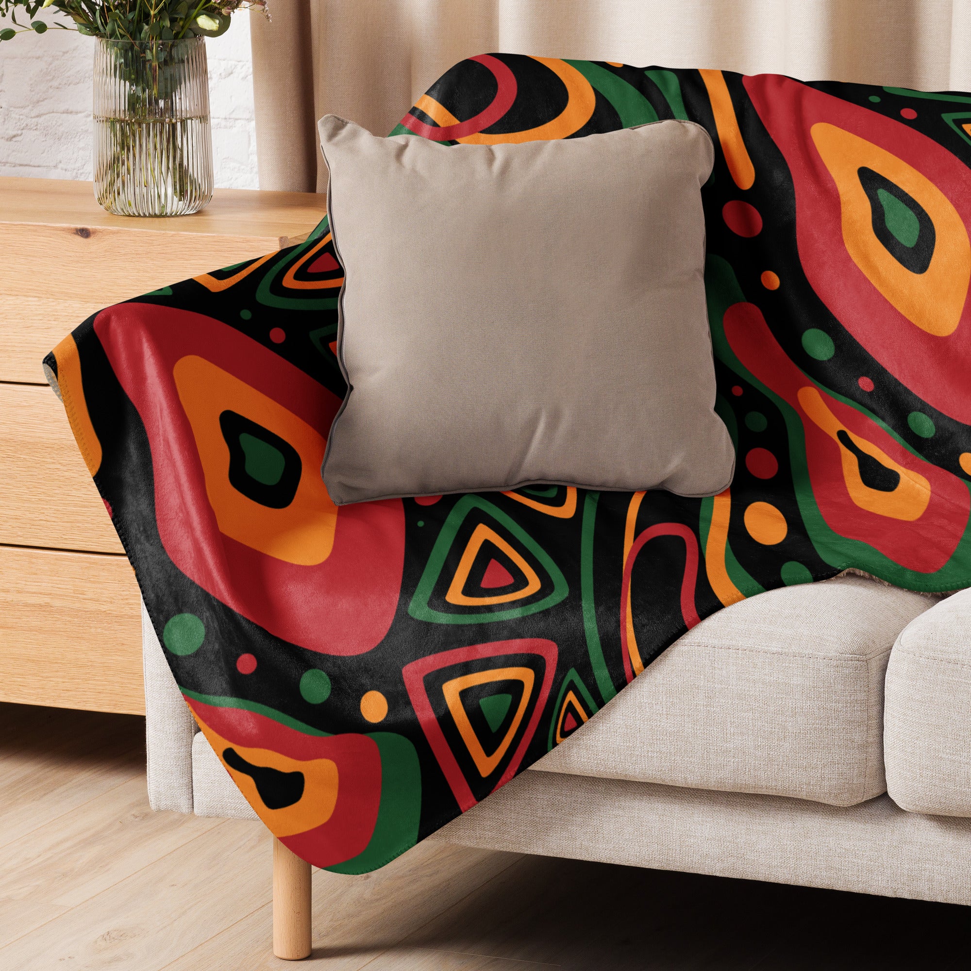 African Print Sherpa blanket