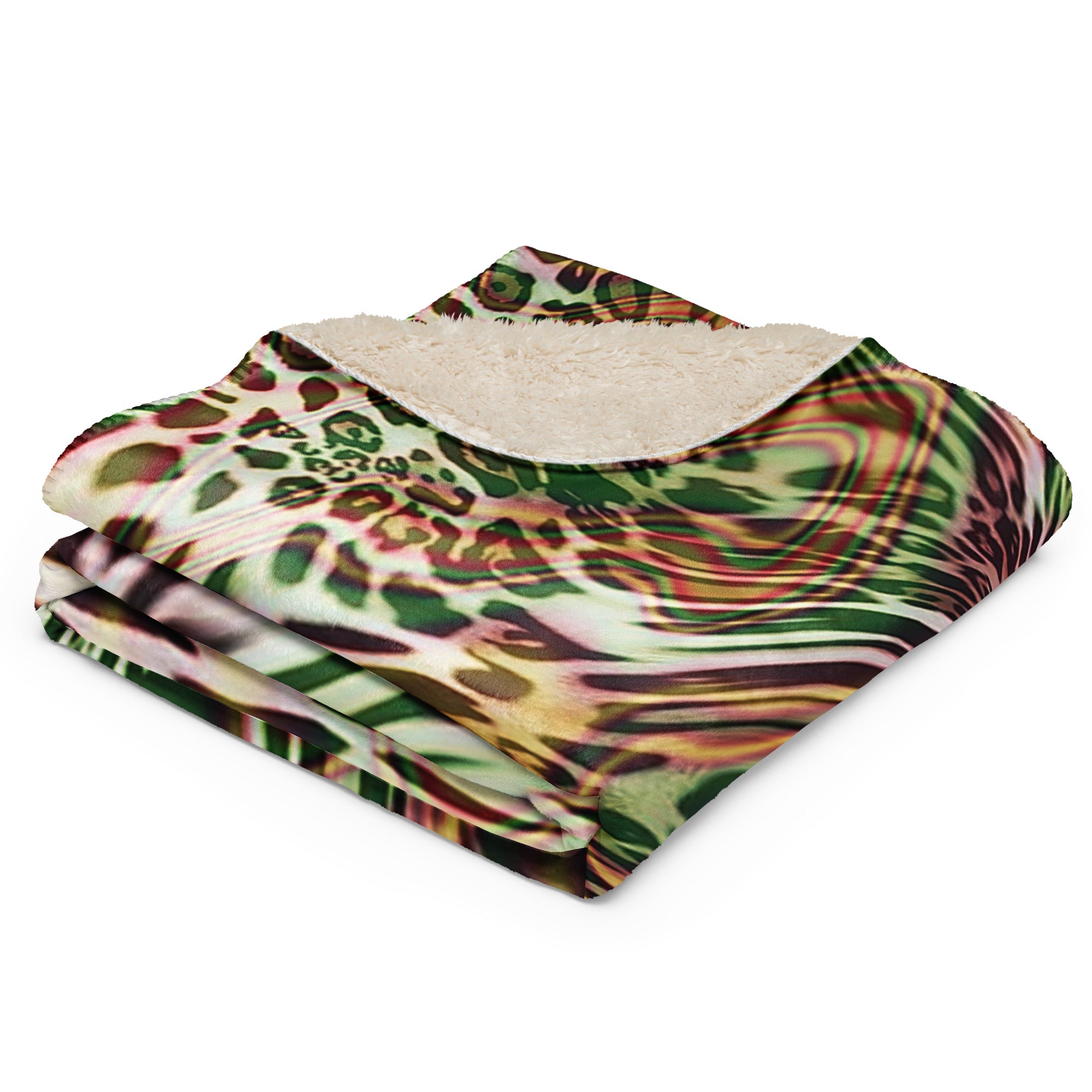 Green Animal Print Sherpa blanket