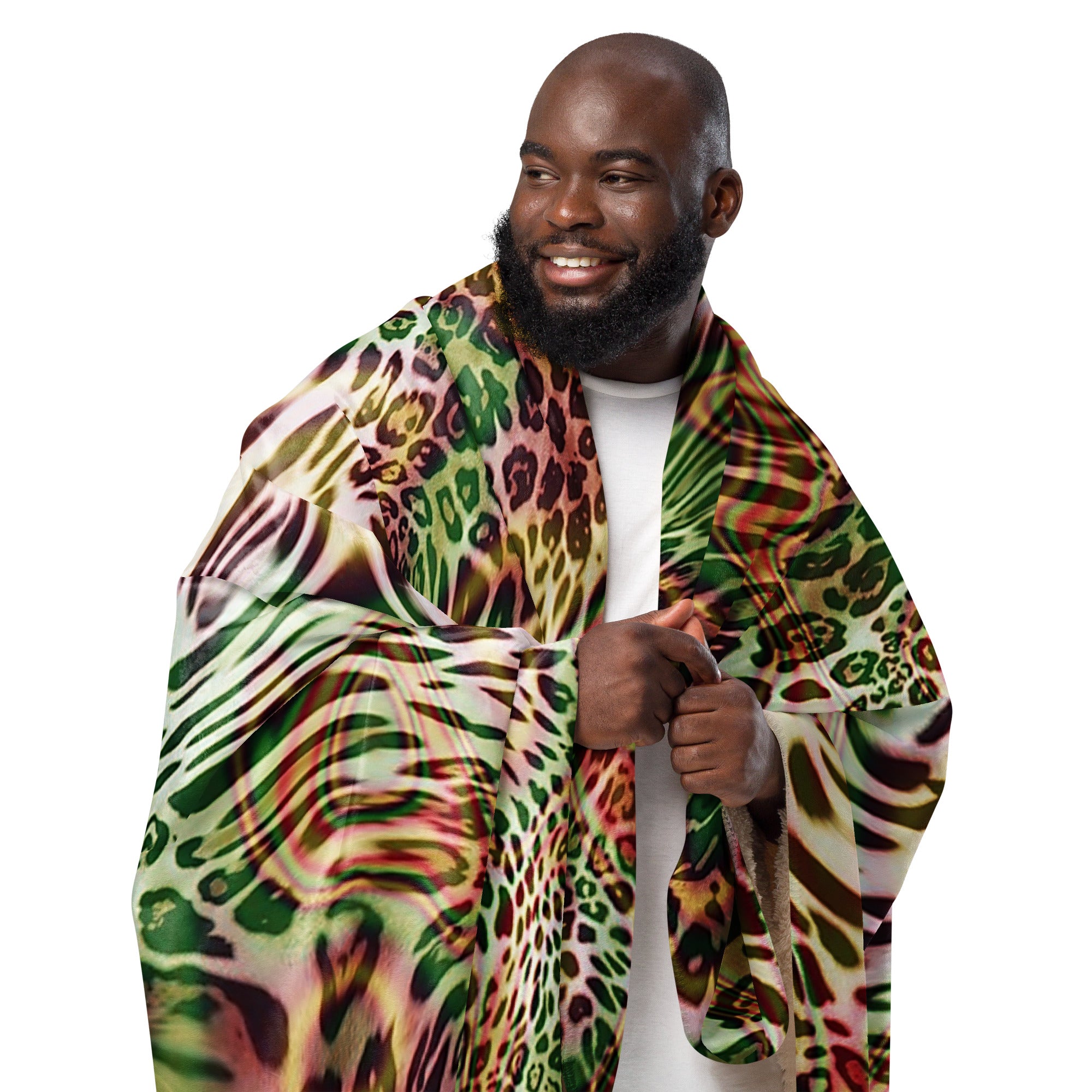 Green Animal Print Sherpa blanket