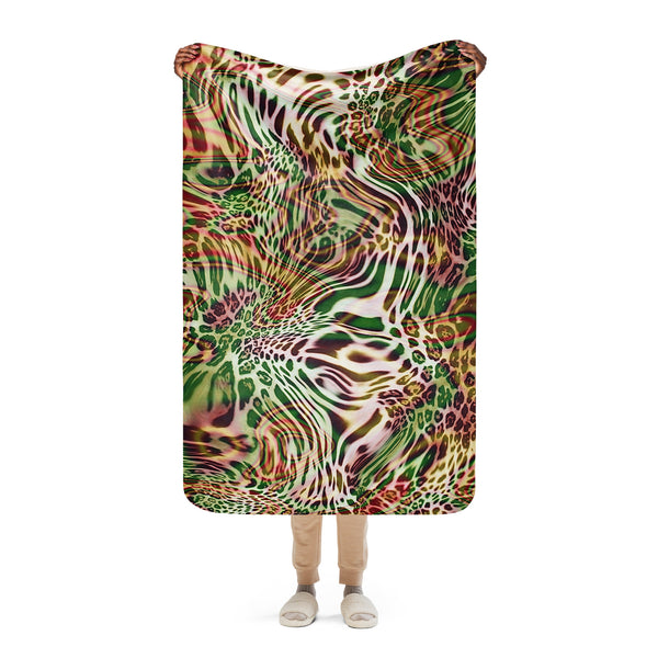 Green Animal Print Sherpa blanket
