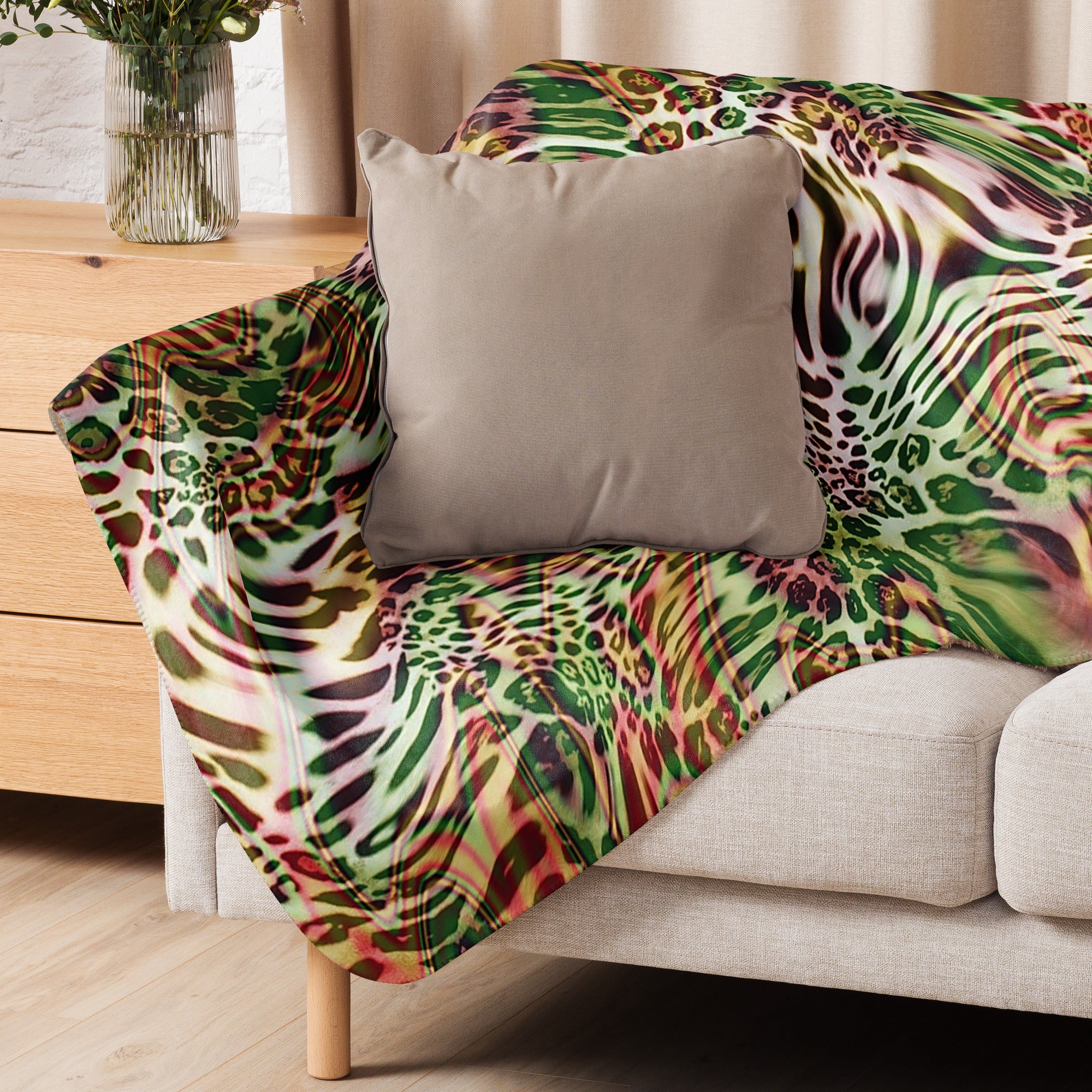 Green Animal Print Sherpa blanket