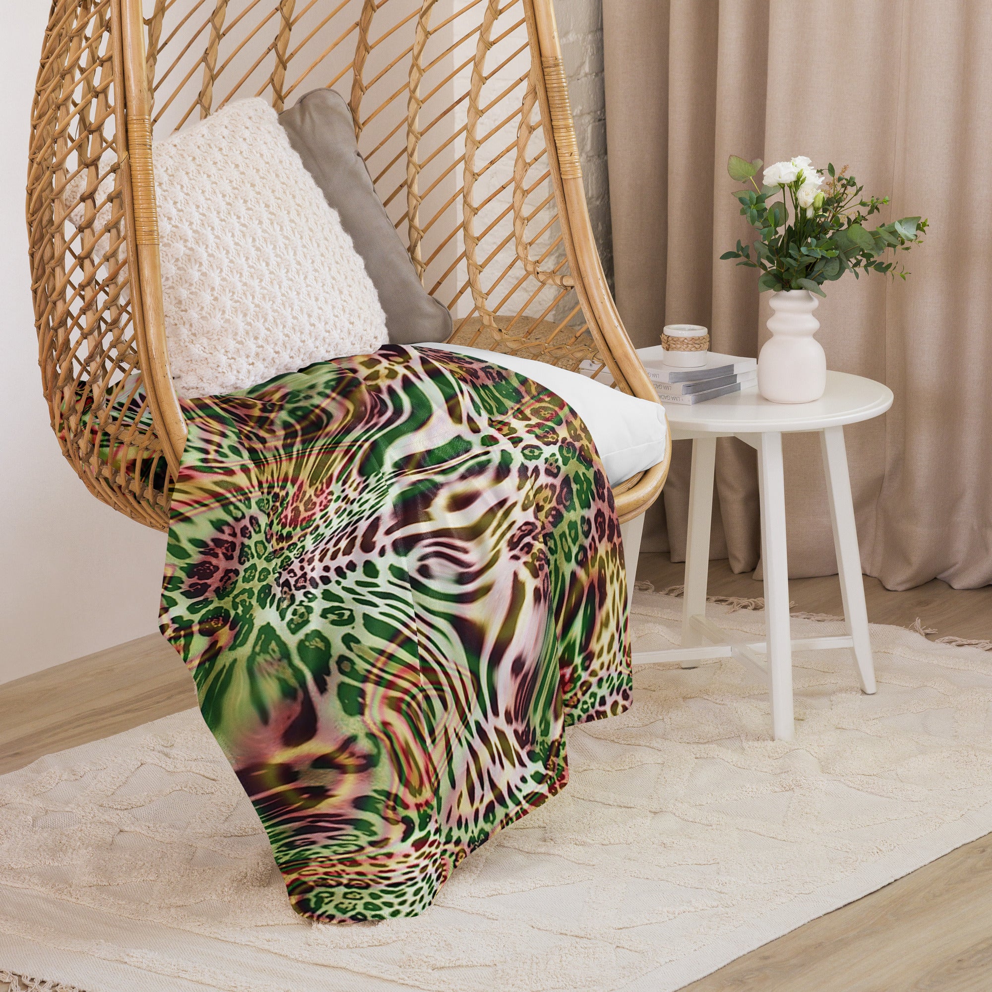 Green Animal Print Sherpa blanket