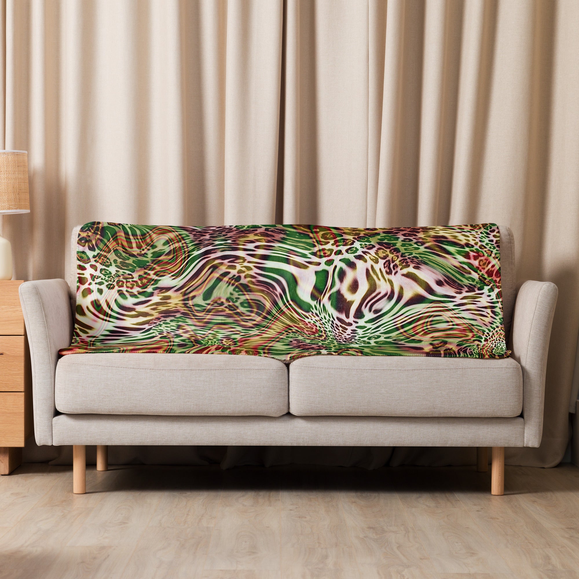 Green Animal Print Sherpa blanket