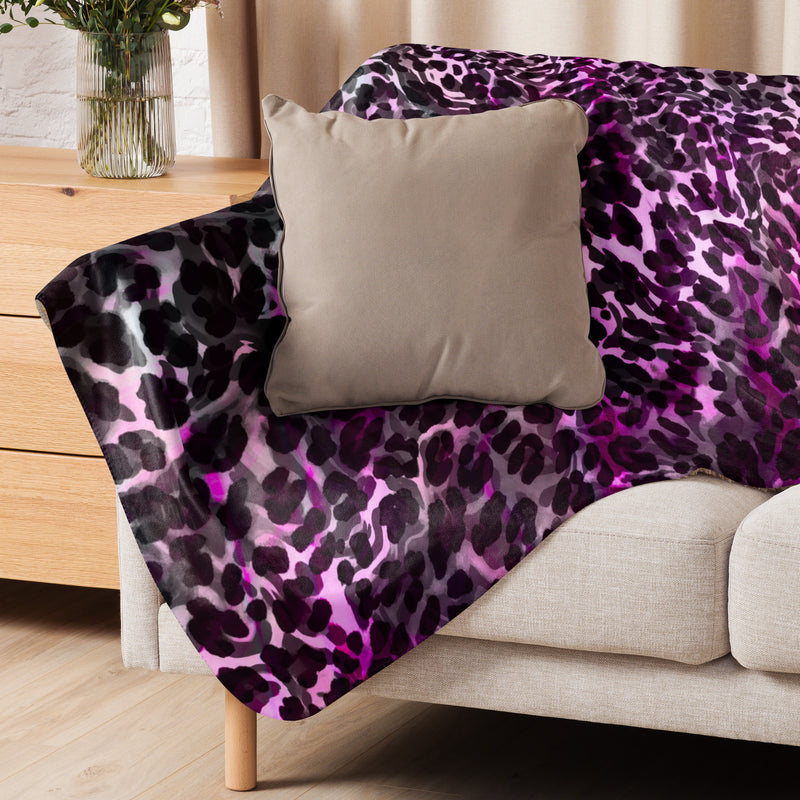 Purple Animal Print Sherpa blanket