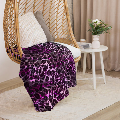 Purple Animal Print Sherpa blanket