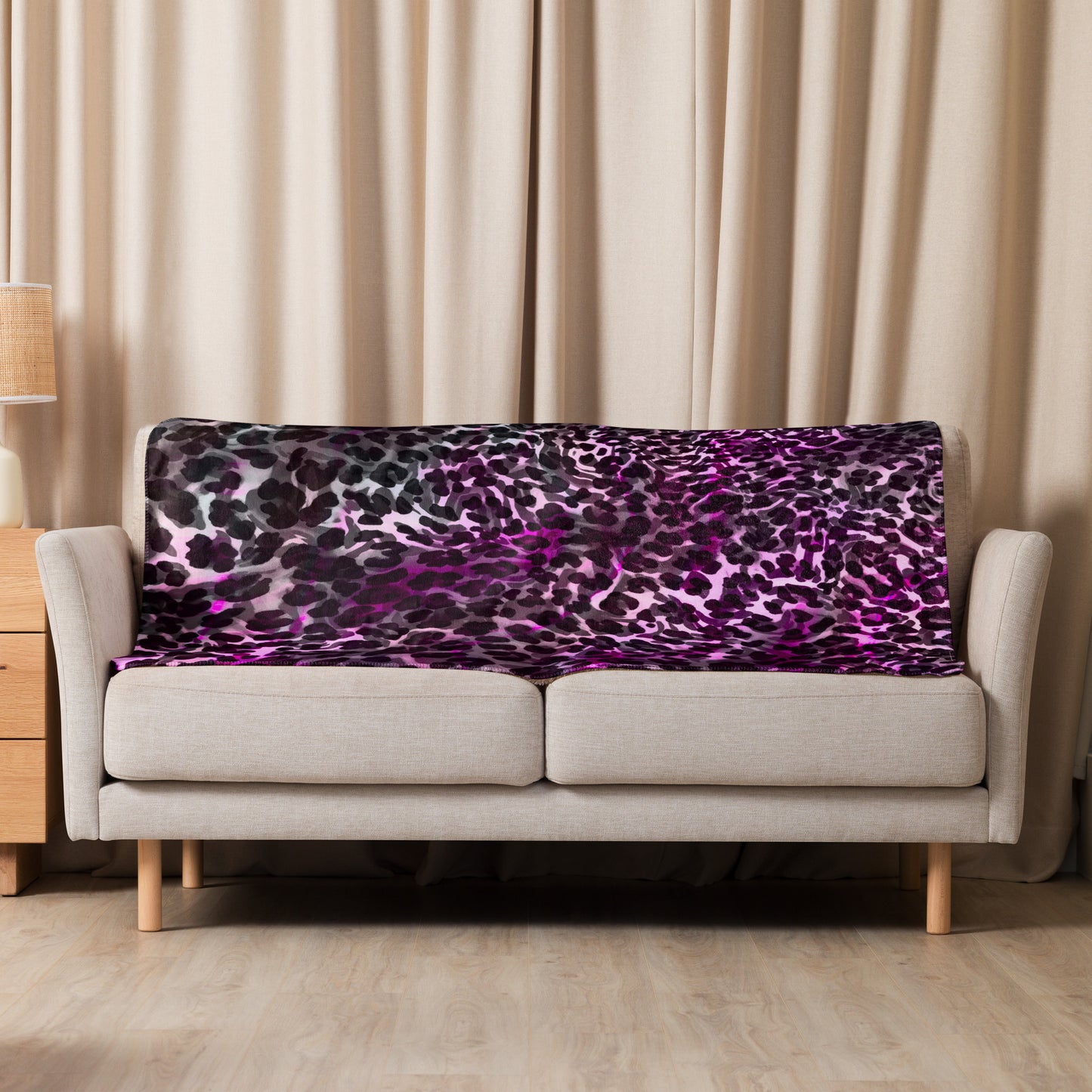 Purple Animal Print Sherpa blanket