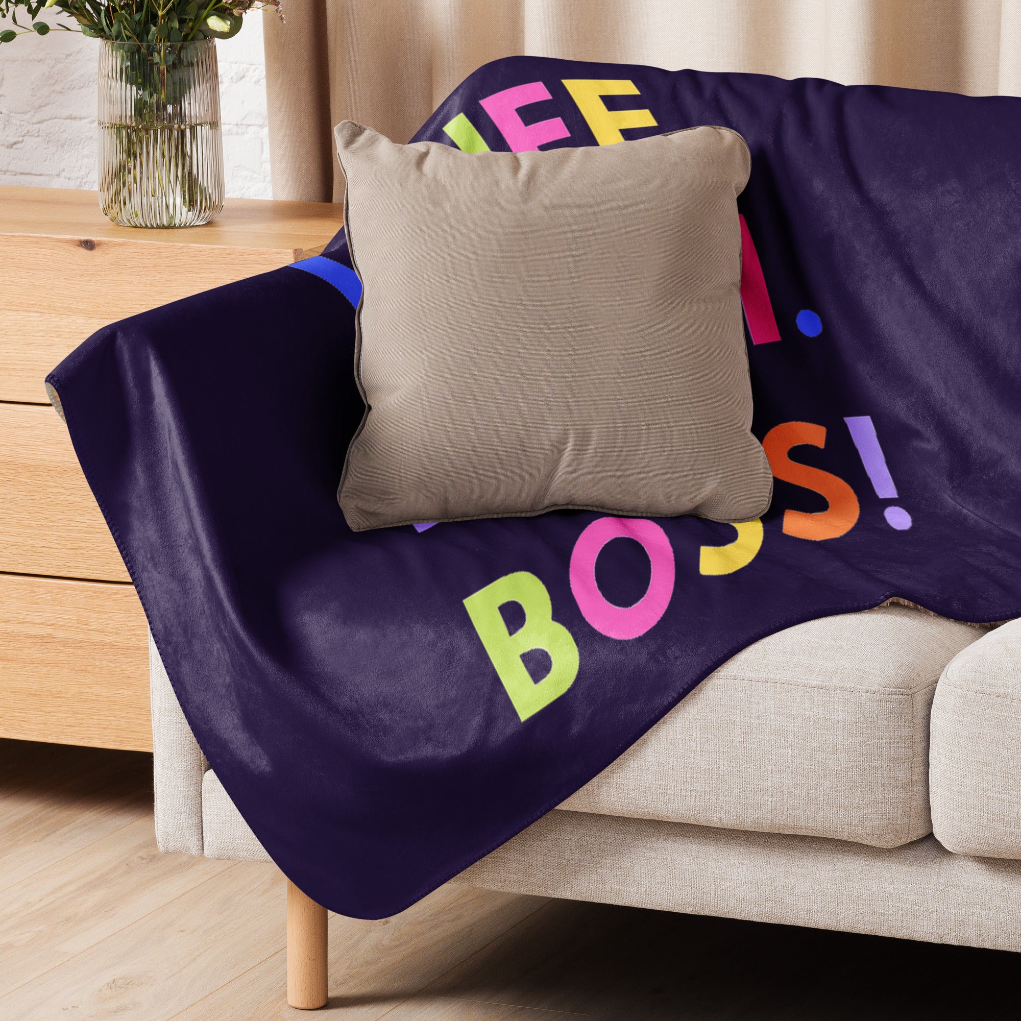 Wife. Mom. Boss Sherpa blanket