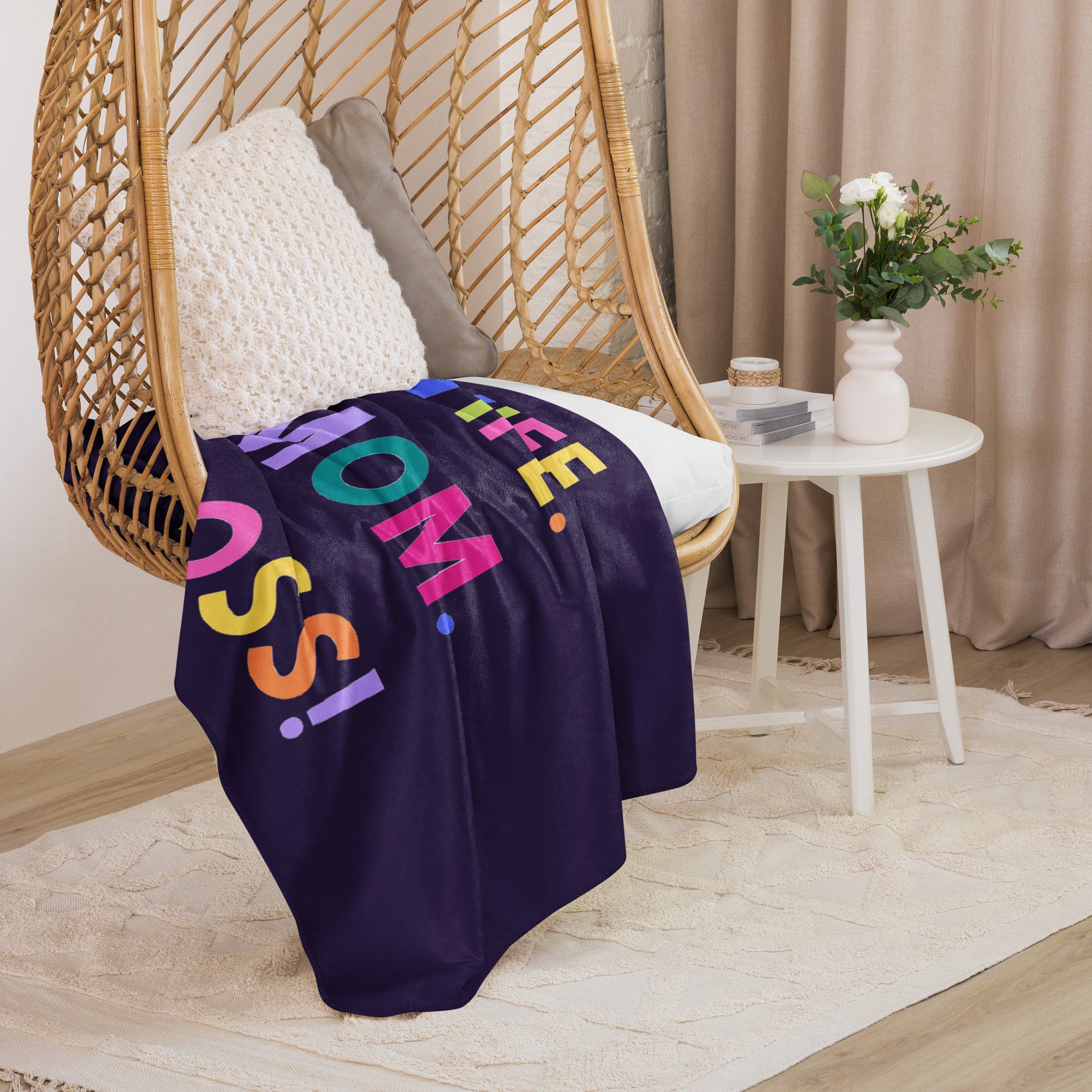 Wife. Mom. Boss Sherpa blanket