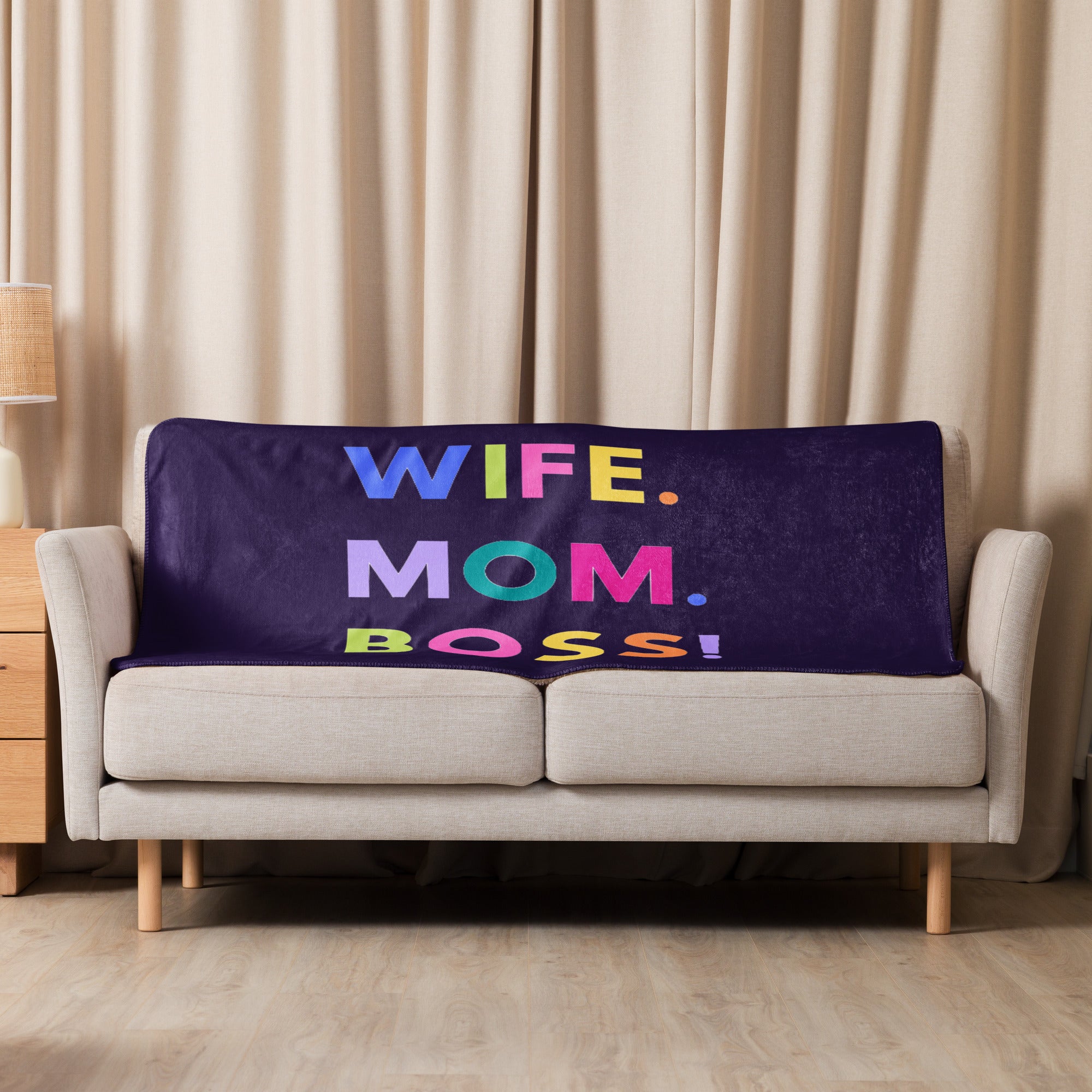 Wife. Mom. Boss Sherpa blanket