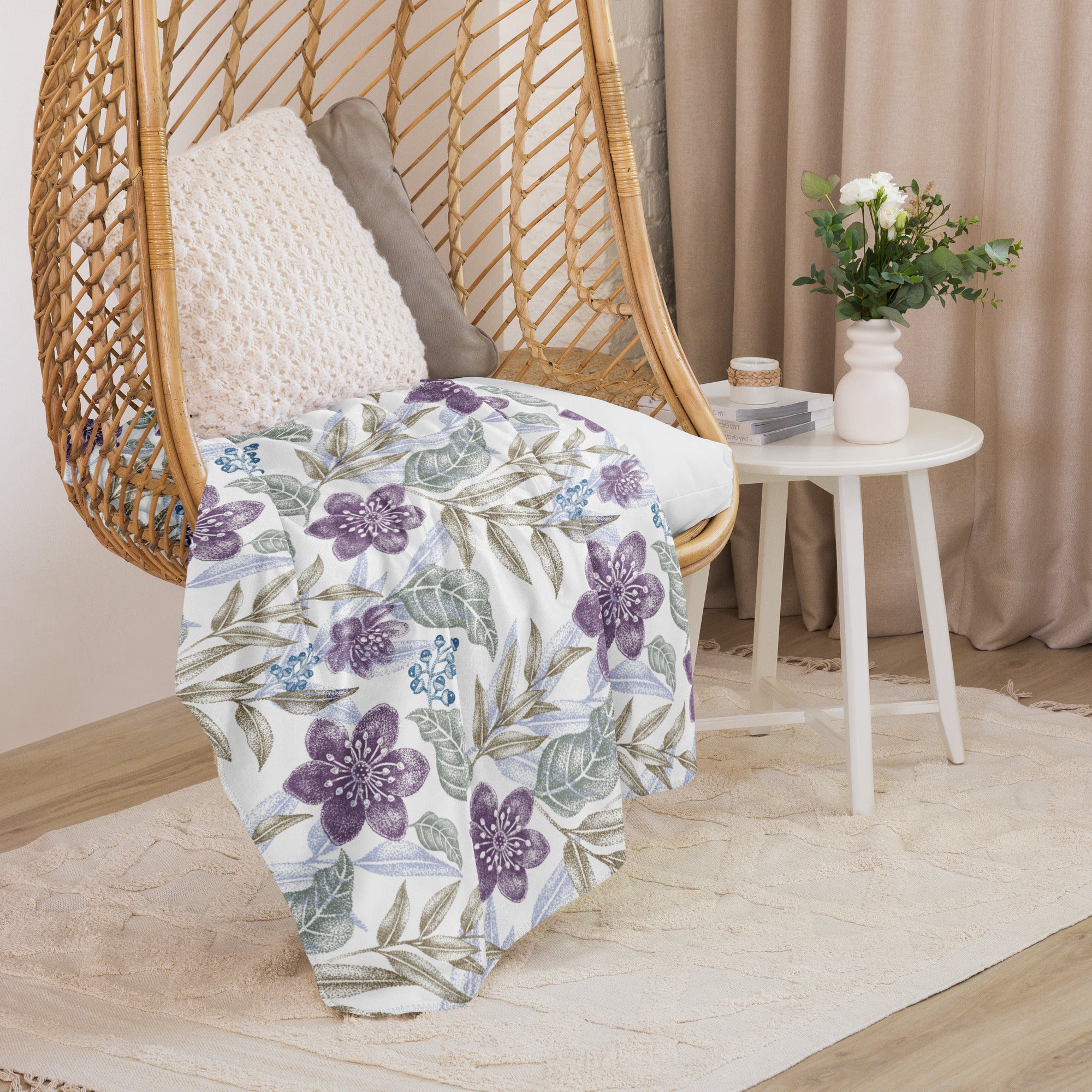 Floral Sherpa blanket