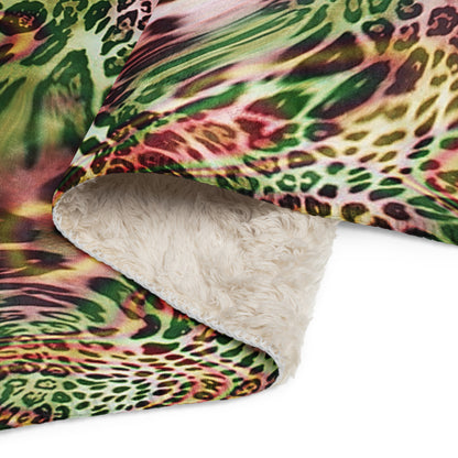 Green Animal Print Sherpa blanket