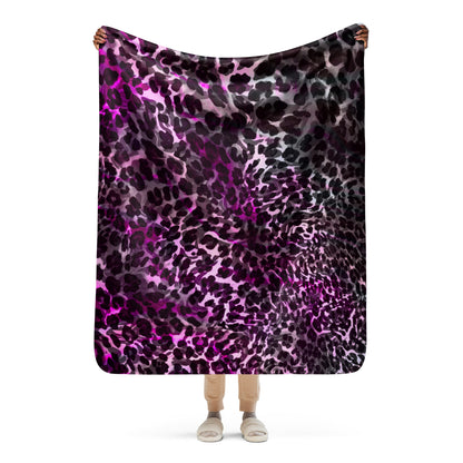 Purple Animal Print Sherpa blanket