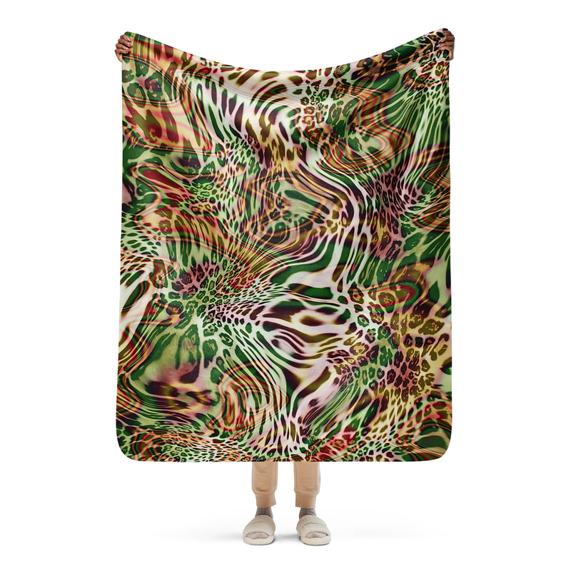 Green Animal Print Sherpa blanket