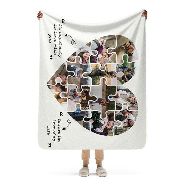 Love Puzzle Photo Collage Sherpa blanket