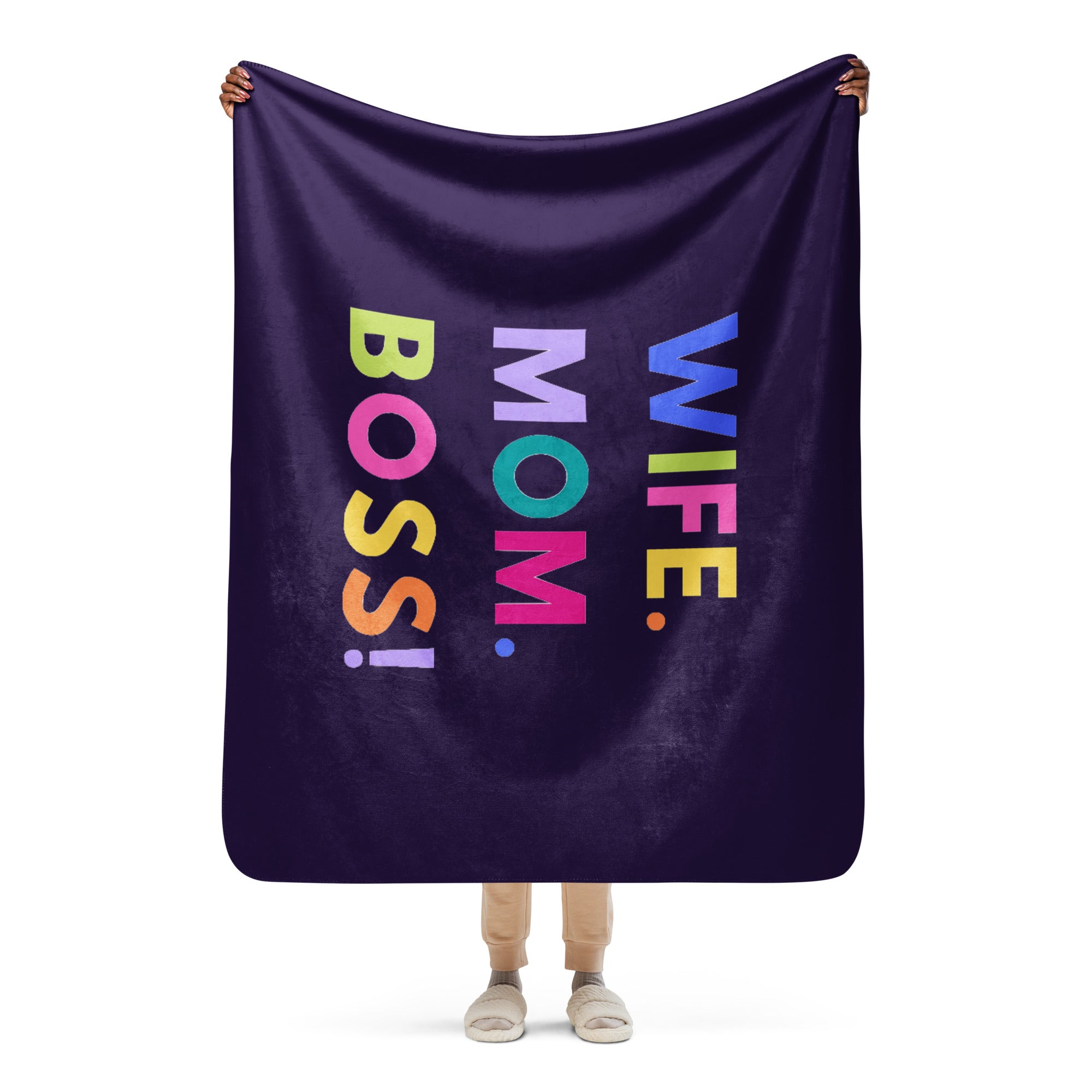 Wife. Mom. Boss Sherpa blanket