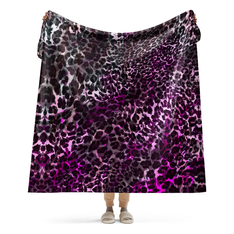 Purple Animal Print Sherpa blanket