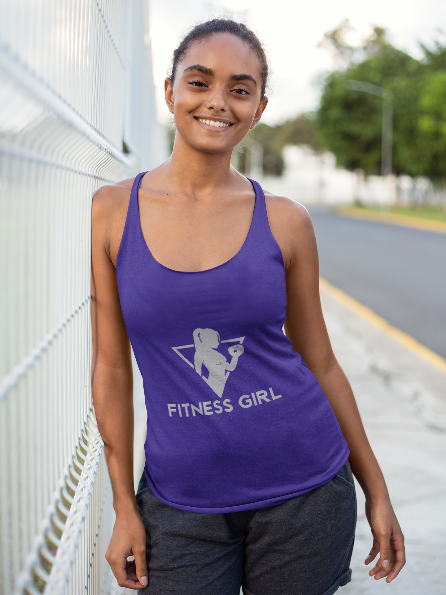 Purple and Gray Women's Racerback Tank