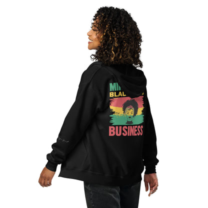 Minding My Black Owned Business Heavy Blend Zip Hoodie