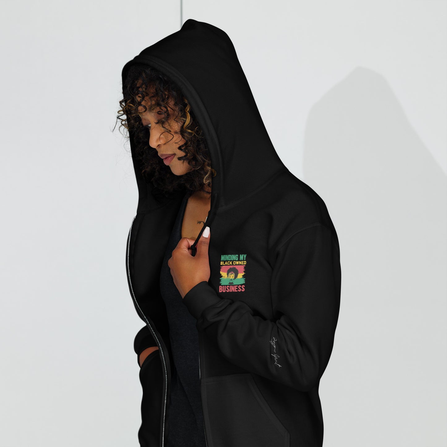 Minding My Black Owned Business Heavy Blend Zip Hoodie