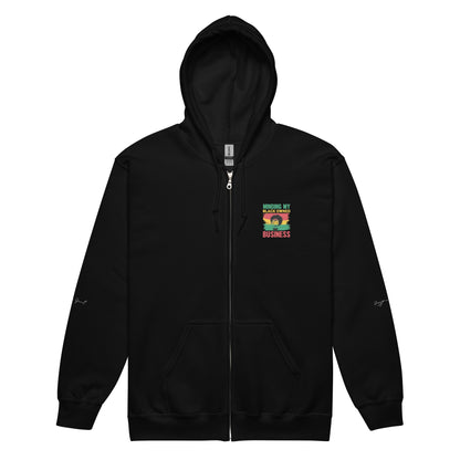 Minding My Black Owned Business Heavy Blend Zip Hoodie