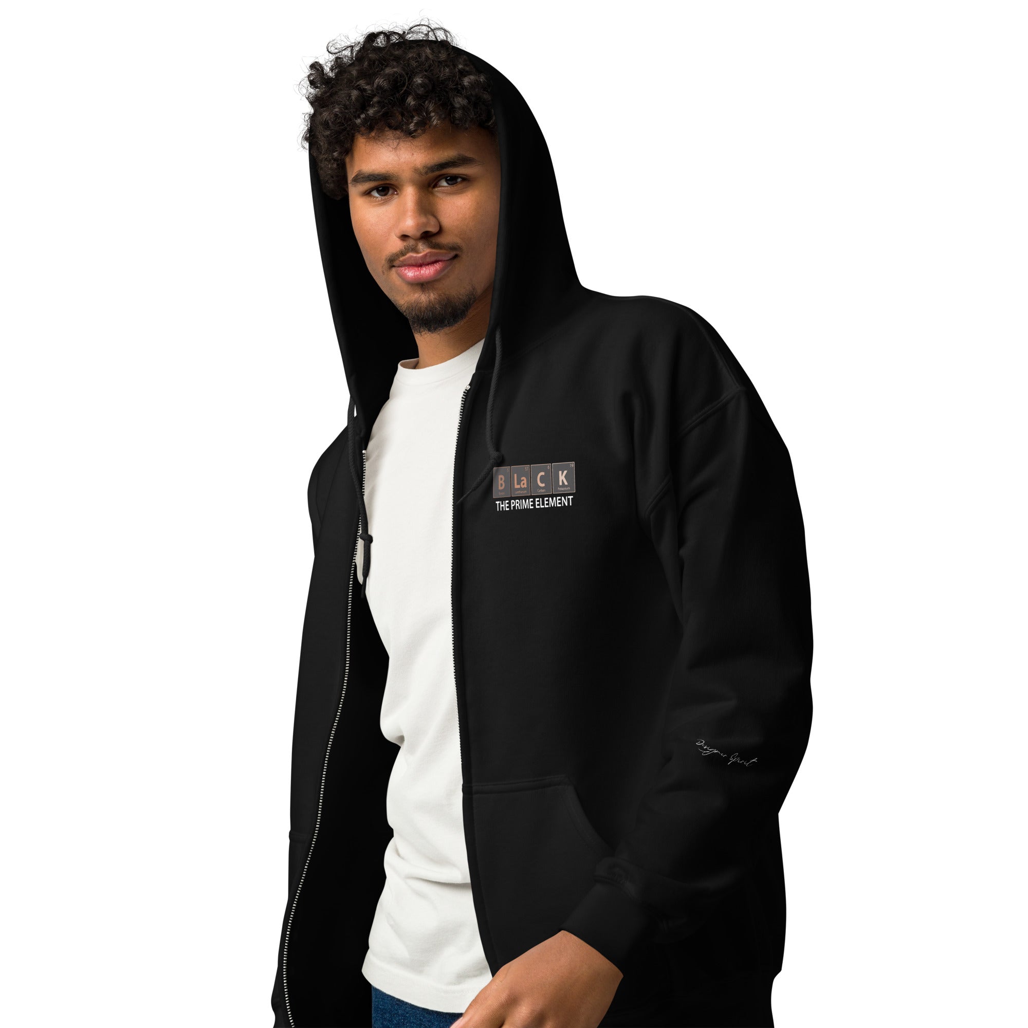Black The Prime Element Heavy Blend Unisex Zip Hoodie