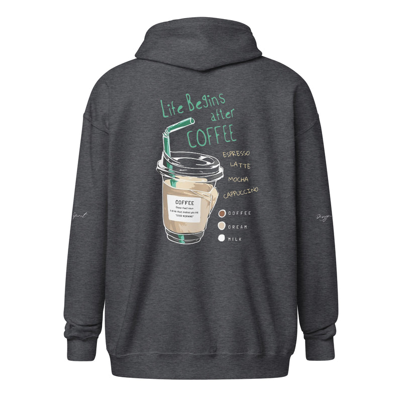 Life Begins with Coffee Unisex heavy blend zip hoodie