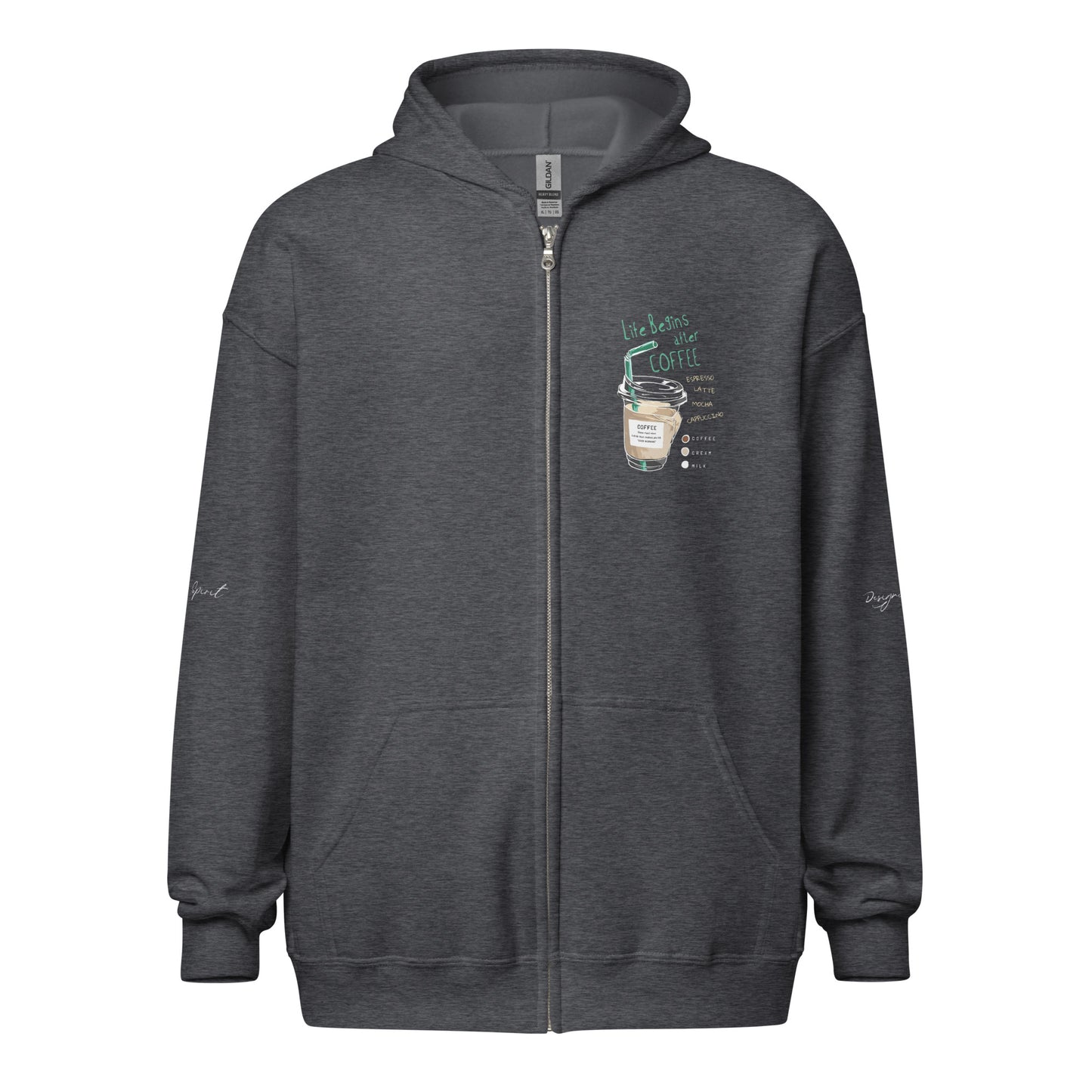 Life Begins with Coffee Unisex heavy blend zip hoodie