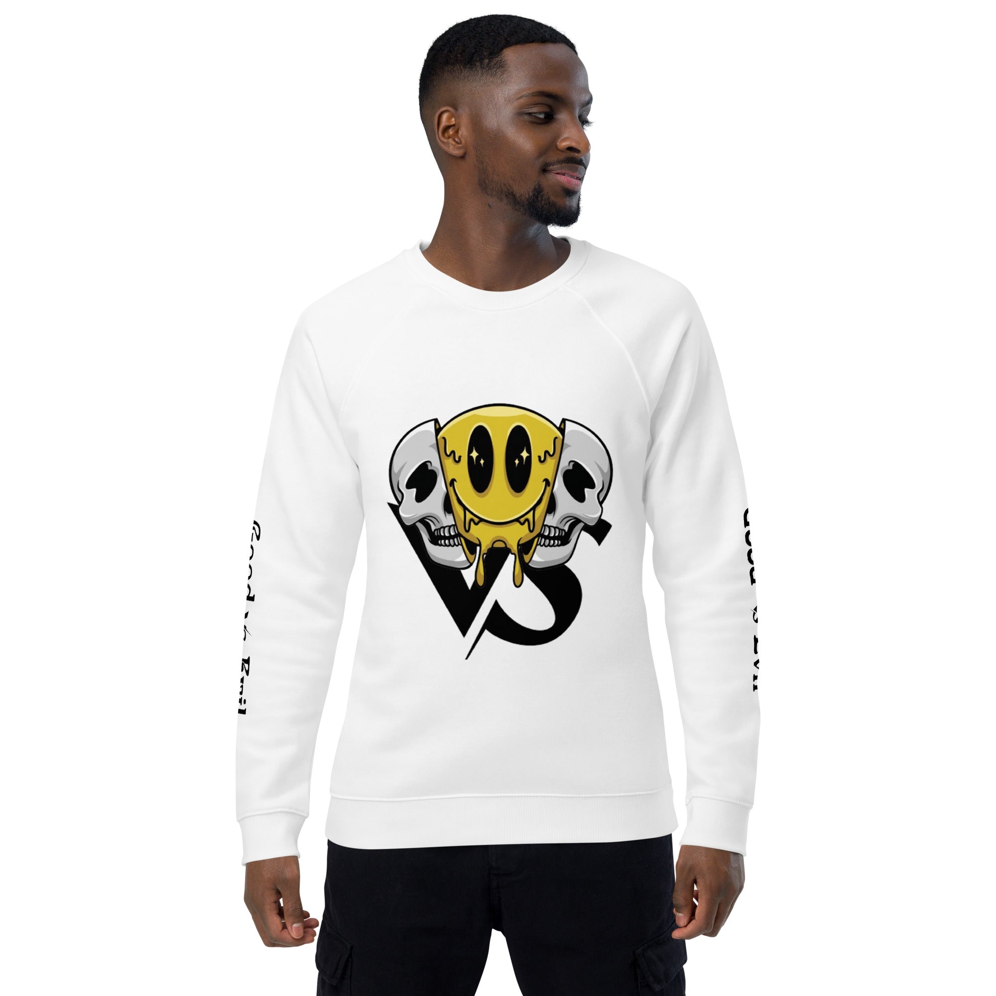 Good vs Evil Unisex organic raglan sweatshirt